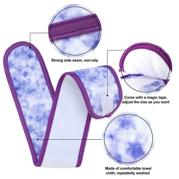 Spa Facial Headband Microfiber 4 Pack Adjustable Hair Wrap for Face Mask main image 5
